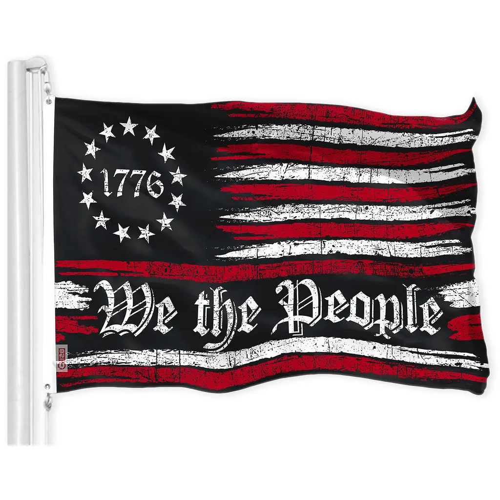 G128 We the People American Flag | 3x5 Ft | LiteWeave Pro Series Printed 150D Polyester | Historical Flag, Indoor/Outdoor, Vibrant Colors, Brass Grommets, Thicker and More Durable Than 100D 75D Poly, Single-Sided, Not Embroidered