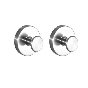 Reusable Heavy Duty Suction Cup Hooks for Kitchen/Bathroom/Shower - Wet-Proof Hooks for Towels, Robes, Loofah&Wreaths/No Drill Mounting on Glass, Tile, Metal (2, Brushed Nickel)
