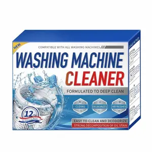 12pcs Washing Machine Deep Cleaner Tablets, Cleaning Tabs, Foaming Degreaser, Oil Stain Cleaner for Front & Top Load Washers, Eco-Friendly Laundry Smell Fix, Septic Safe