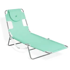 Ostrich Outdoor Folding Adjustable Recliner Chaise Lounge Beach Pool Chair, Teal Ostrich Outdoor Folding Adjustable Recliner Chaise Lounge Beach Pool Chair, Teal