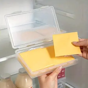 1pc Butter Cheese Storage Box, Portable Refrigerator Fruit Vegetable Fresh-keeping Packaging Box, Transparent Cheese Container, Home Kitchen Supplies, Food Storage Container