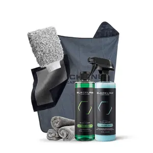 BLACKLINE Ultimate Clay Wash Kit - Deep decontamination, smooth glide, and a scratch-free finish. Includes clay towel, Slim Drying Towel, wash mitt, edgeless microfiber 3-pack, 16oz Waterless Wash, and 16oz Ultra Foam.