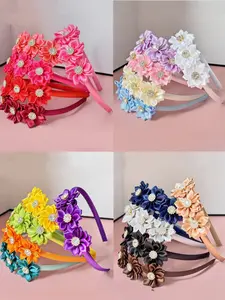 Elegant Women's Hair Accessories Set, 5-Piece Rhinestone Headbands with Ribbon Design, Perfect for Casual & Special Occasions