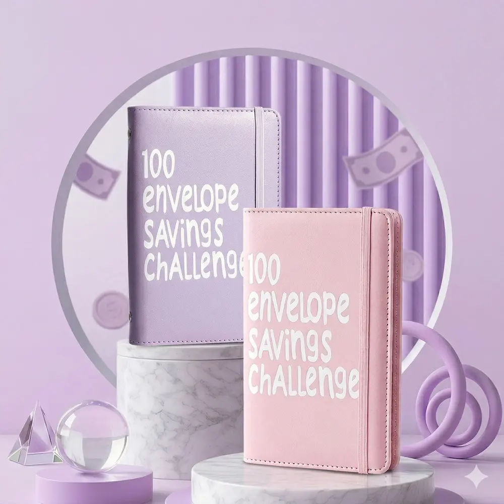 100 Envelope Challenge Binder, $5,050 Savings Challenge Book with Tracker, A5 Budget Binder for Cash Stuffing, Money Saving Organizer with Envelopes, Reusable Saving Habit-Forming System