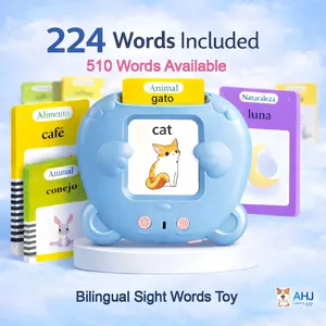 AHJ Bilingual Talking Flash Cards for Toddlers 2–6, 224 Words Up to 510 Words, English & Spanish Learning Toy, Screen-Free Educational Gift, Vocabulary Flashcards, Animal