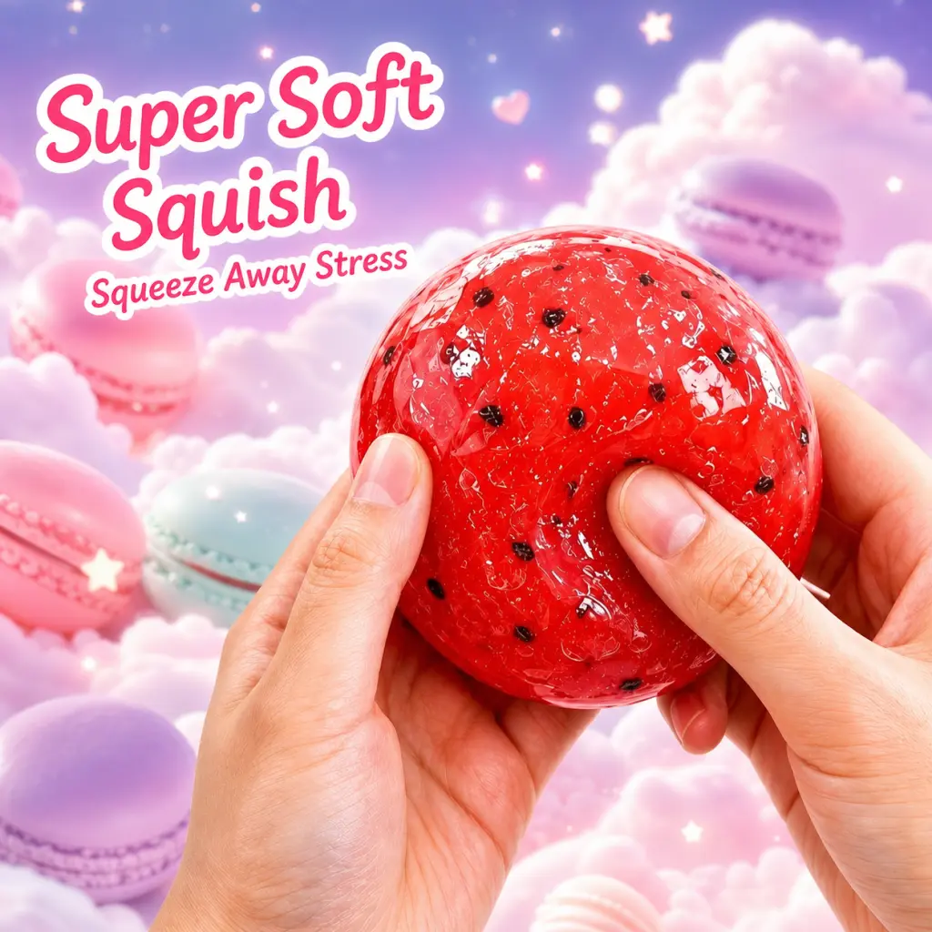 Watermelon Slushy Squishy Stress Relief Toy - Soft Silicone Moldable, Crinkle Sound Squeeze Fidget Accessory, Sensory Plaything for Kids, Leisure Gift with Squishy Fun