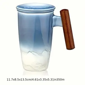 Ceramic Tea Cup Set, 1 Count Handmade Ceramic Coffee Cup with Filter, Creative Retro Cup, Traditional Tea Cup, Drinkware for Home Office, Stylish Drinkware