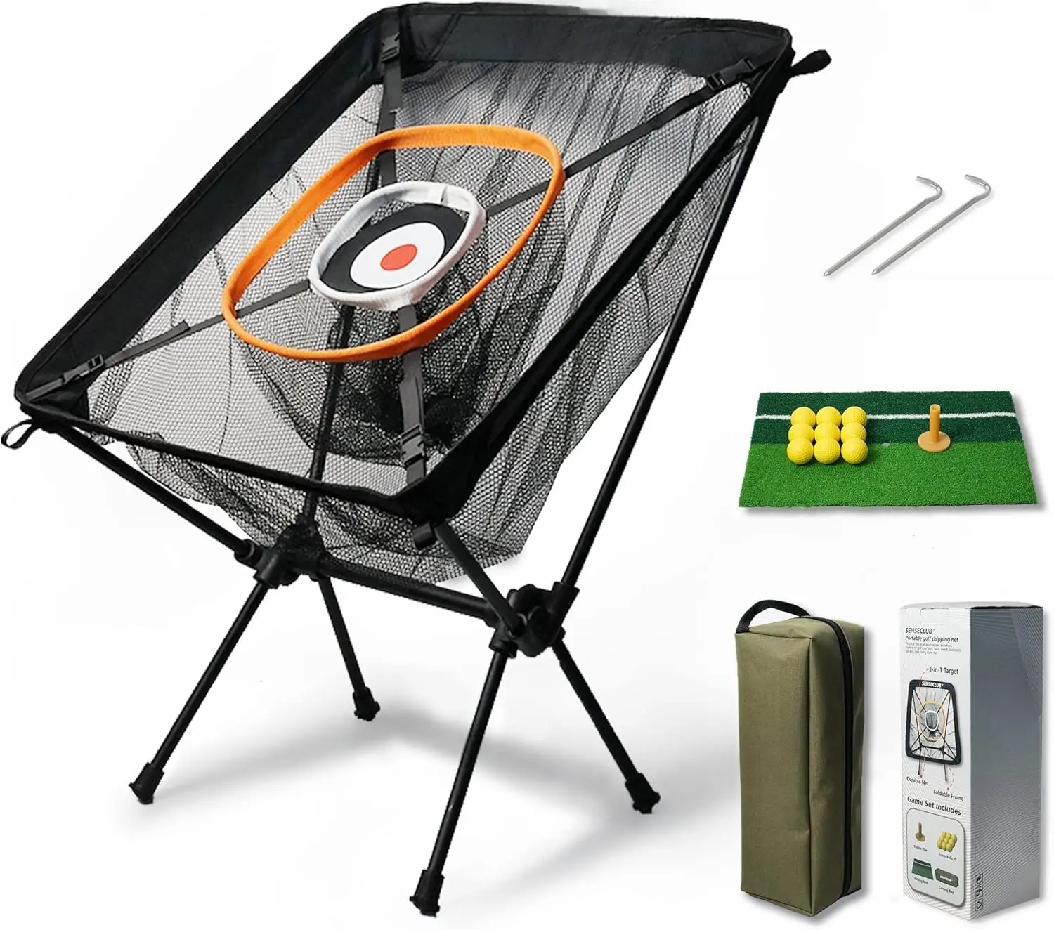 Foldable Chipping Net with Mat & Balls, Indoor Golf Practice Chipping Target, Backyard Golf  & Gifts