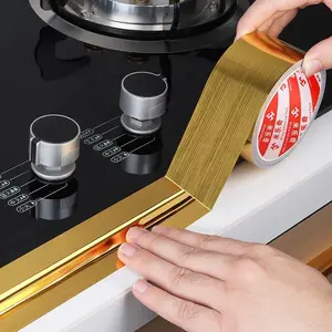 Seam Tape Self-Adhesive Gold Line Decorative Sticker, Tile Edge Sealing Beauty Seam Line Background Wall Decoration Strip, Wall Panel Molding