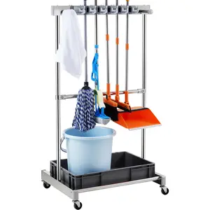 【Summervibes】VEVOR Garden Tool Organizer, 10 Slots with Hooks, Yard Tool Tower Rack with Wheels for Garage Organization and Storage, Hold Long-Handled Tool/Rake/Broom, Metal Tool Stand Holder for Shed, Outdoor