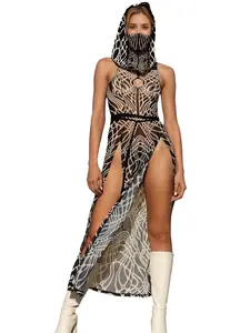 Bone Relics Hooded Dress Various Activities, Festivals, Performance Costumes, Party Dresses, Sexy Nightclub Dance Costumes Halloween Costumes And Christmas Performance Outfits Christmas Clothing, Christmas Gifts