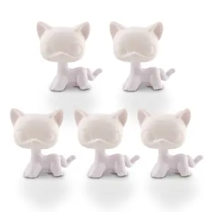 5Pcs White Base for Mini Pet Shop White Mold Blank Base Animals Figurine Shorthair Cat Dachshund Handmade DIY Paint Design Your Pet (Shorthair)