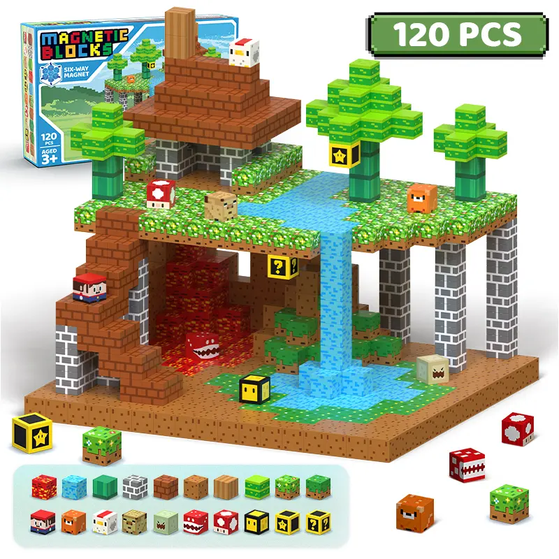 Magnetic Blocks-120PCS Create My Own Crafts，Magnetic Building Blocks Magnetic Tiles Stacking, Build -Magnet World Set, STEM Montessori Sensory Toys magnet blocks，Valentine's Day Gifts, Boyfriend Gifts mothersdaygift Outdoorfun, Square, Colorful, Stress Re