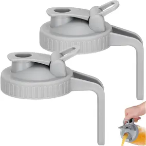Mason Jar Pour Spout Lid for Wide Mouth Mason Jars, Airtight Mason Jar Pitcher Flip Cap Lid With Handle, Leak-Proof and Durable, Pack of 2