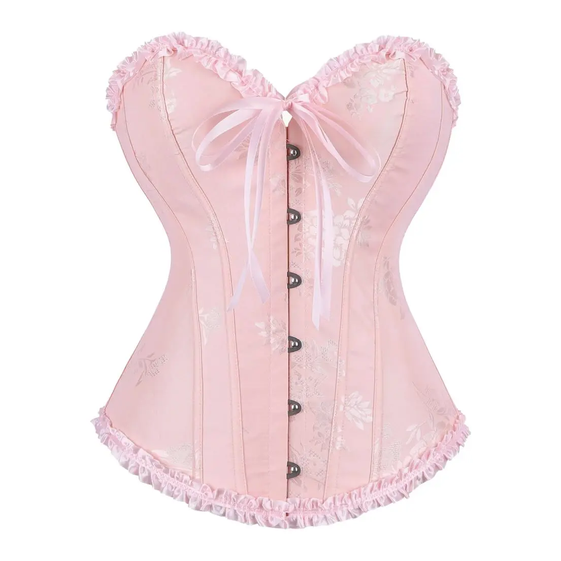 Women's Lace Up Boned Overbust Corset Bustier Lingerie Bodyshaper Top Overbust Corset Tops for Women Renaissance Corset Halloween Lace Push Up Bodyshaper Top with Bustier Pirate Costume Bustier Tops Corset Shapewear Steampunk Corset 819-D4 Elegant Clothes