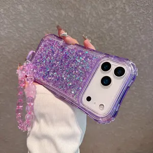 Sparkle Beaded Bracelet Anti-Drop Phone Case, Fits iPhone 17 Pro Max 17 16 Pro Max 15 14 13 12 11 17 Air, Protective Cover, Shockproof Casing