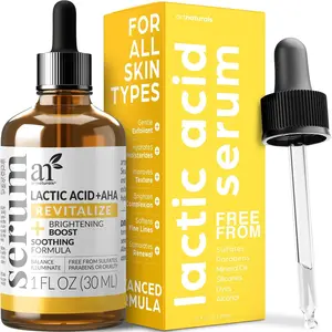 ArtNaturals Lactic Acid Plus AHA Face Serum for Radiance Boost with Renewing Formula - Scars Acne Wrinkles Exfoliates & Moisturizes Skin - 1 oz