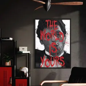 1Pc,Framed ,Retro Style,Sijiamei Inspiration, The World Is Yours, Inspiration Pattern Painting,Decorative Artwork,Wall Art Decor Living Room Bedroom Office,Modern Home Decor,Perfect Gift