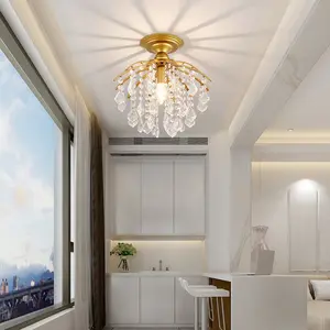 European Crystal Restaurant Pendant Light, Luxury Ceiling Lamp, LED Hallway Entrance Staircase Closet Doorway Light