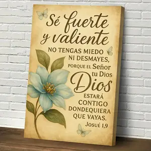 1 Piece Spanish and English Bilingual Verse Wall Art - Christ's Quote "I Am the Son of God" (Joshua 1:9) - Religious Home Church Office Decoration, Spanish Scripture Canvas Print with Beige Frame, Inspirational Spanish Verse, 2D Flat, Suitable for Room De