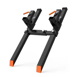 Garvee Heavy Duty Clamp On Pallet Forks for Tractors and Loaders with Adjustable Stabilizer Bars, Available in 43" and 60" Lengths, Supporting Up to 4000 Lbs, Compatible with Skid Steer and Tractor Buckets