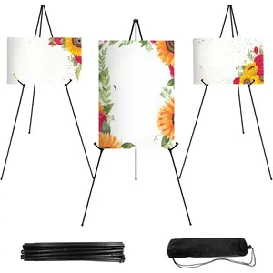 3PCS Black Easel Stand for Wedding Sign Stand, 66 Inch Lightweight Adjustable Art Easel for Display, Wedding Sign, Poster, Black Metal Easel with Portable Bags
