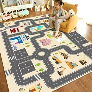 Kids Construction City Play Rug - Interactive Road & Building Site Design, Soft Non-Slip Educational Mat for Playroom & Bedroom, Toy Mat for Toddlers & Preschoolers, Activity Play Mat #KidsConstructionRug #InteractivePlayMat #EducationalToy #NonSlipRug