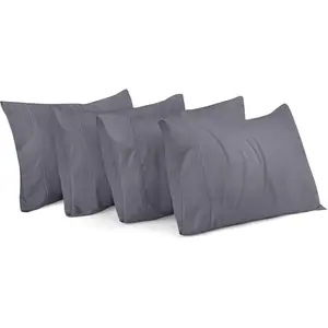Queen Pillow Cases - 4 Pack - Envelope Closure - Soft Brushed Microfiber Fabric - Shrinkage and Fade Resistant Pillow Covers Queen Size 20 X 30 Inches (Queen, Grey)