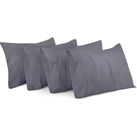 Queen Pillow Cases - 4 Pack - Envelope Closure - Soft Brushed Microfiber Fabric - Shrinkage and Fade Resistant Pillow Covers Queen Size 20 X 30 Inches (Queen, Grey)