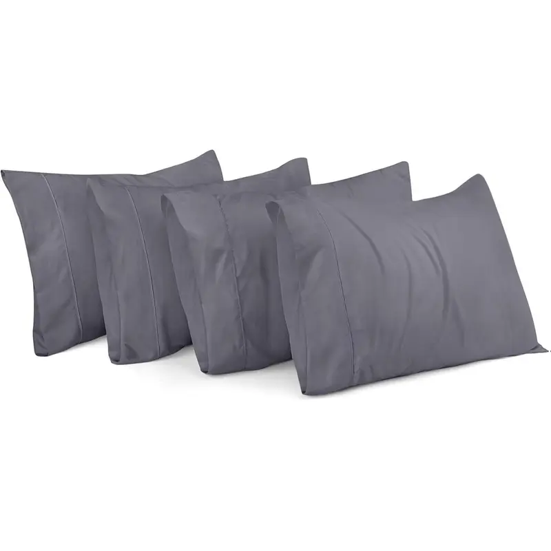 Queen Pillow Cases - 4 Pack - Envelope Closure - Soft Brushed Microfiber Fabric - Shrinkage and Fade Resistant Pillow Covers Queen Size 20 X 30 Inches (Queen, Grey)