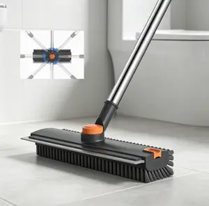 Heavy-Duty 4-in-1 Scrub Brush with Long Handle,Multi-angle Swivel Brush Head,Integrated Scrape and Scrub Function,Handy Tool for Bathroom Kitchen Garage Patio and Wall Daily Cleaning.mini gifts for coworkers