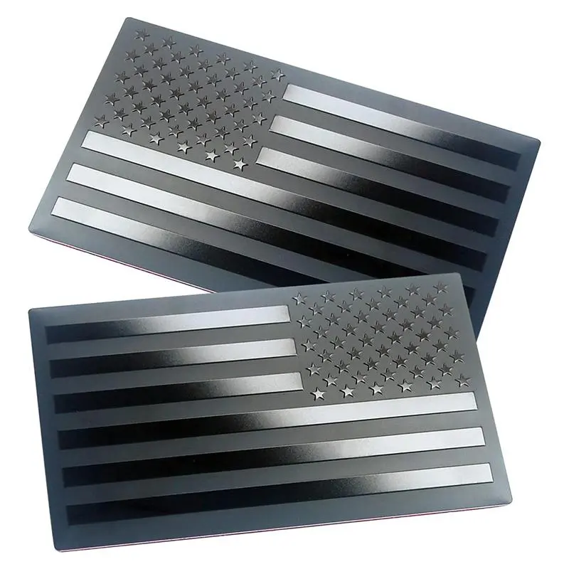 4-PCS Patriotic Black Metal American Flag Stick-On Badge Decals - Forward & Reverse Set, Car/Truck Vehicle Exterior Decoration, Holiday Gift, Must-Buy on Black Friday, Deals