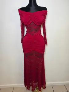 Sexy Red Long Lace Dress