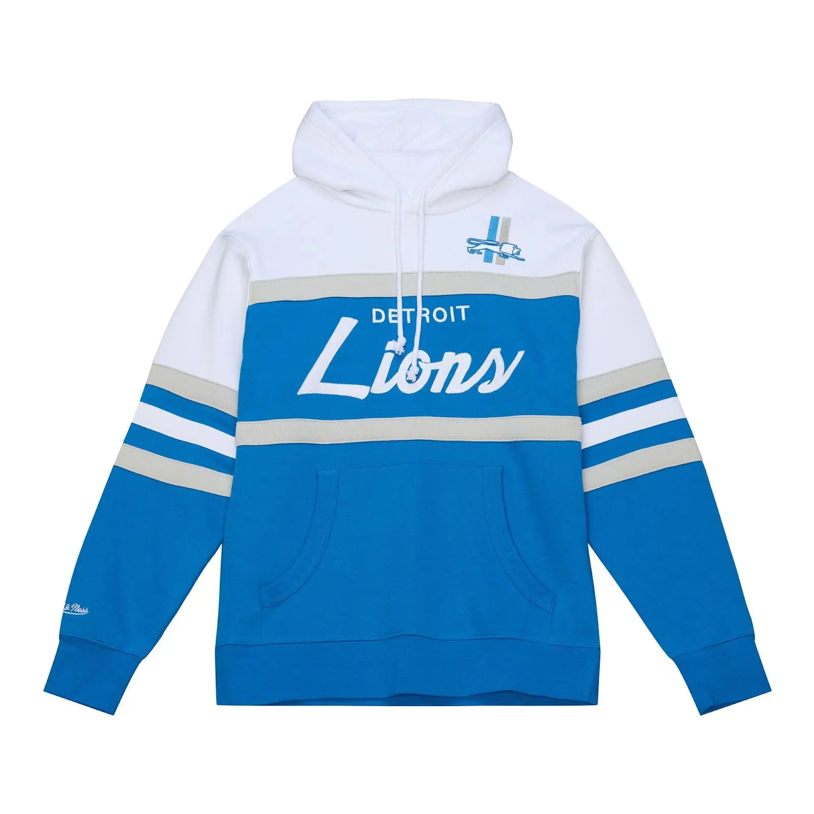 Detroit Lions Blue Head Coach Hoodie NFL Throwback Sweatshirt Fleece Vintage Fan Gear Mitchell & Ness