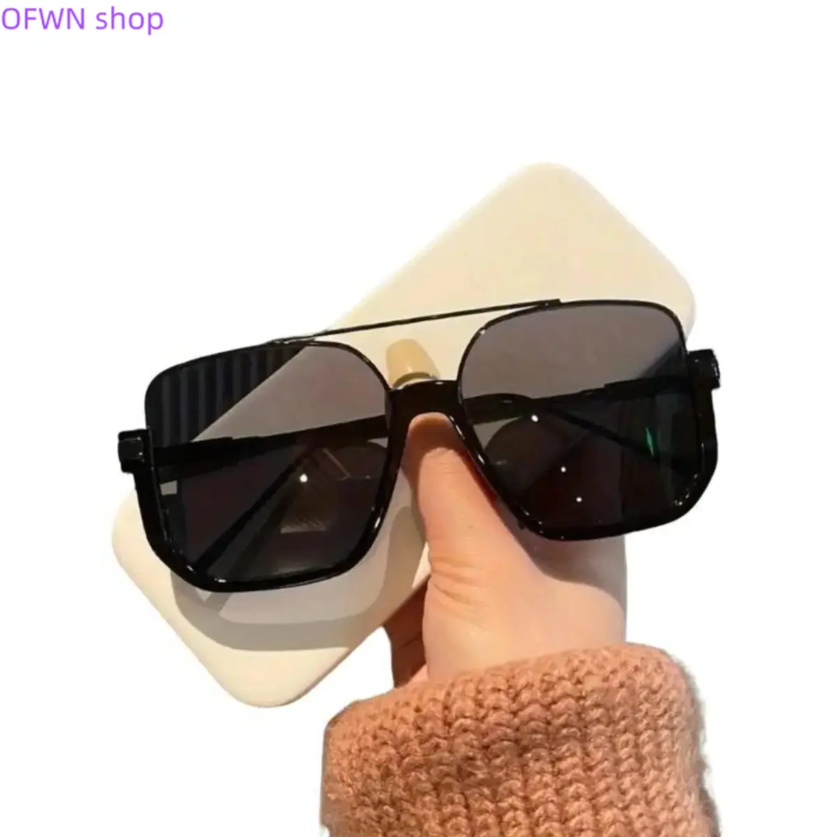2026 New Double Beam Sunglasses Large Frame Korean Edition Sunglasses Retro Personalized Sunglasses UV Protection