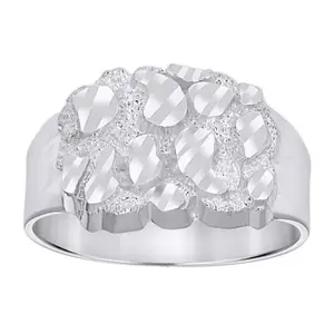 Gent's White Silver Nugget Ring Length 13.52