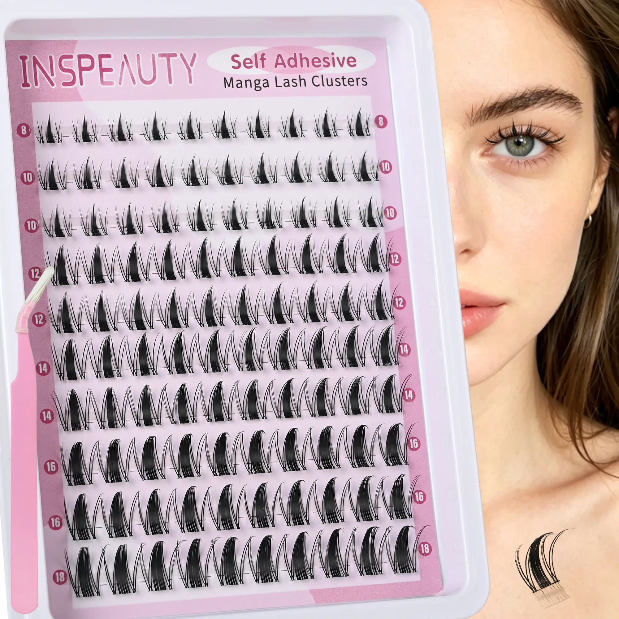 Self Adhesive Lash Clusters Spiky Self Adhesive Lashes Manga Lash Clusters Fairy Lashes Clusters No Glue Lashes Pre Glued Eyelash Clusters Press on Lashes Waterproof Eyelash by INSPEAUTY