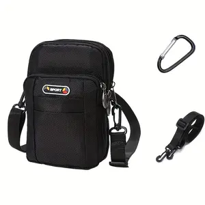 Men's Waist Bag Crossbody Vertical Casual Mobile Phone Bag with Strap Outdoor Portable Multifunctional Hanging Bag