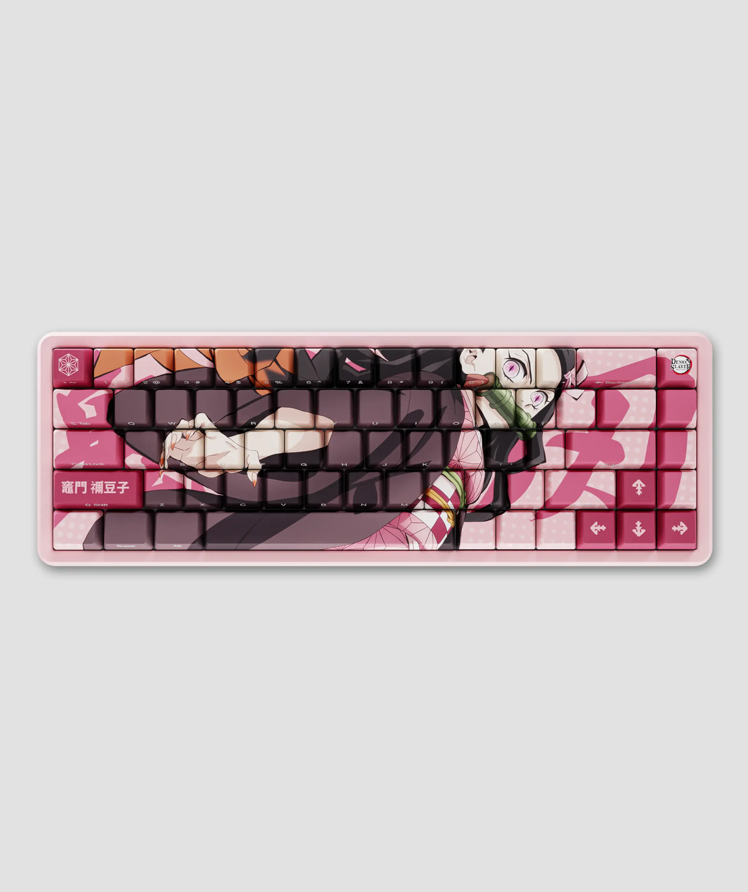 Demon Slayer Kimetsu No Yaiba Nezuko Full Art PBT Dye Sublimation Keycaps for Mechanical Gaming Keyboards, Cherry MX Switches, Custom Side Print, ANSI ISO Support, US Layout - Officially Licensed