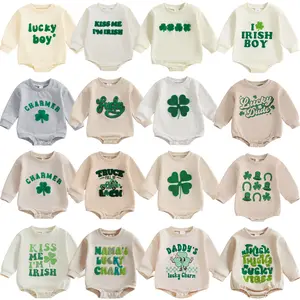 Newborn Baby Girl Boy St Patricks Day Outfit Little Lucky Charm Romper Sweatshirt Onesie Bodysuit Infant Jumpsuit  Clothes