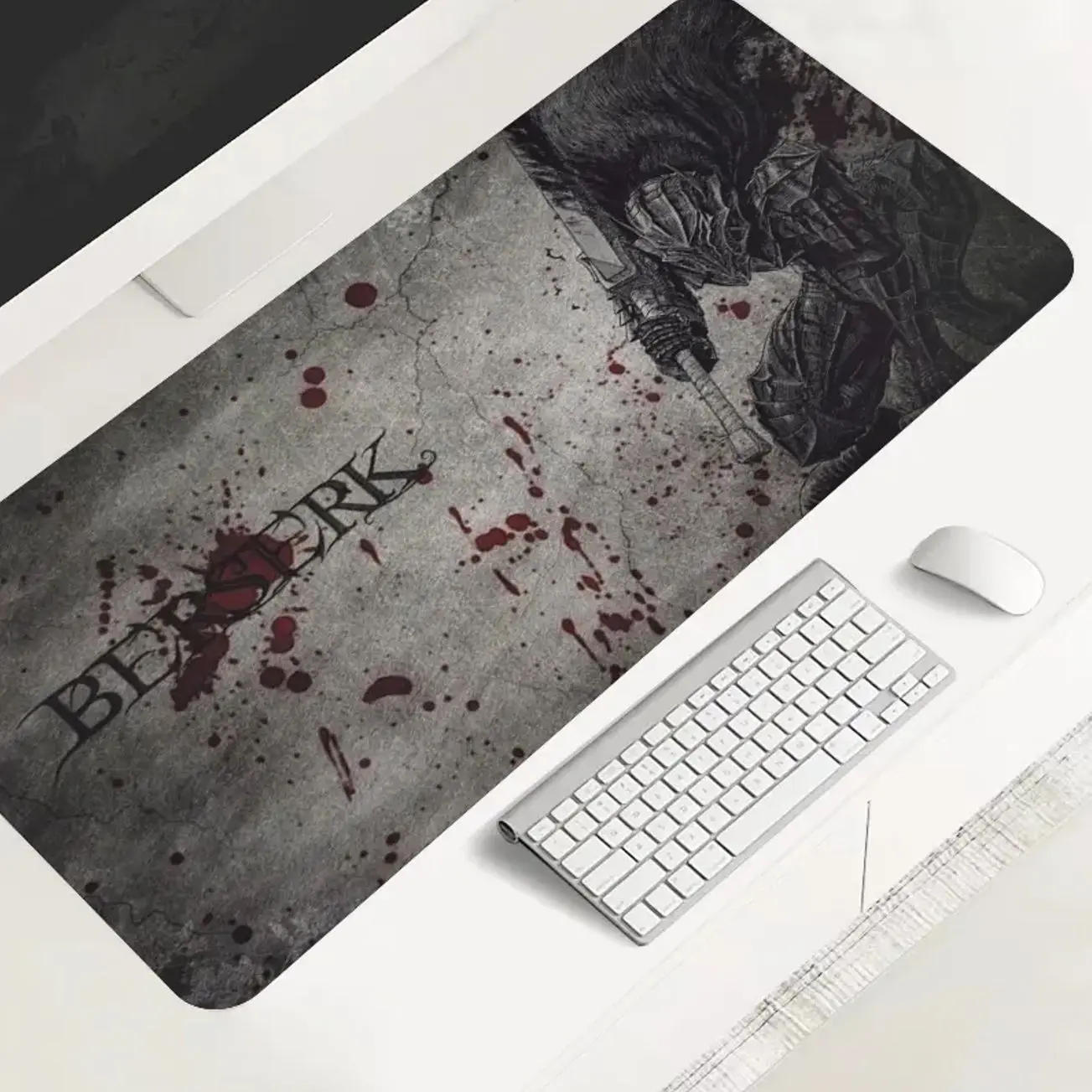 1pc Dark Berserk large-sized gaming mouse pad, aesthetic desktop protection pad, anti-slip rubber lock edge high-definition printing, suitable for computers, laptops, offices, homes, schools, as a gift for family and friends, Desktop Accessory