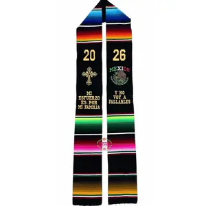 *2026* Mi Esfuerzo - Black Graduation Stole Sarape Sash *2026* Mi Esfuerzo - Black Graduation Stole Sarape Sash