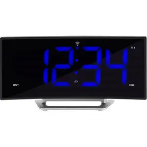 Atomic La Crosse Curved Blue LED Digital Alarm Clock - Decor-Friendly Household Adjustable Dual Alarm Clock with LED Display, Digital Alarm Clocks