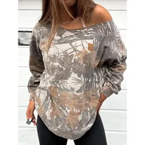 European and American 2025 Printing Crew Neck Casual Women's Sweater Top Sweatshirt Womenswear Hoodie Comfort Pullover Long Sleeve（gift）