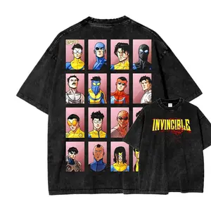 Invincible Unisex Fit Washed T-Shirt  12 Ribbed Clothes Cotton Menswear Oversized Soft Oversized Seamless Soft Stylish