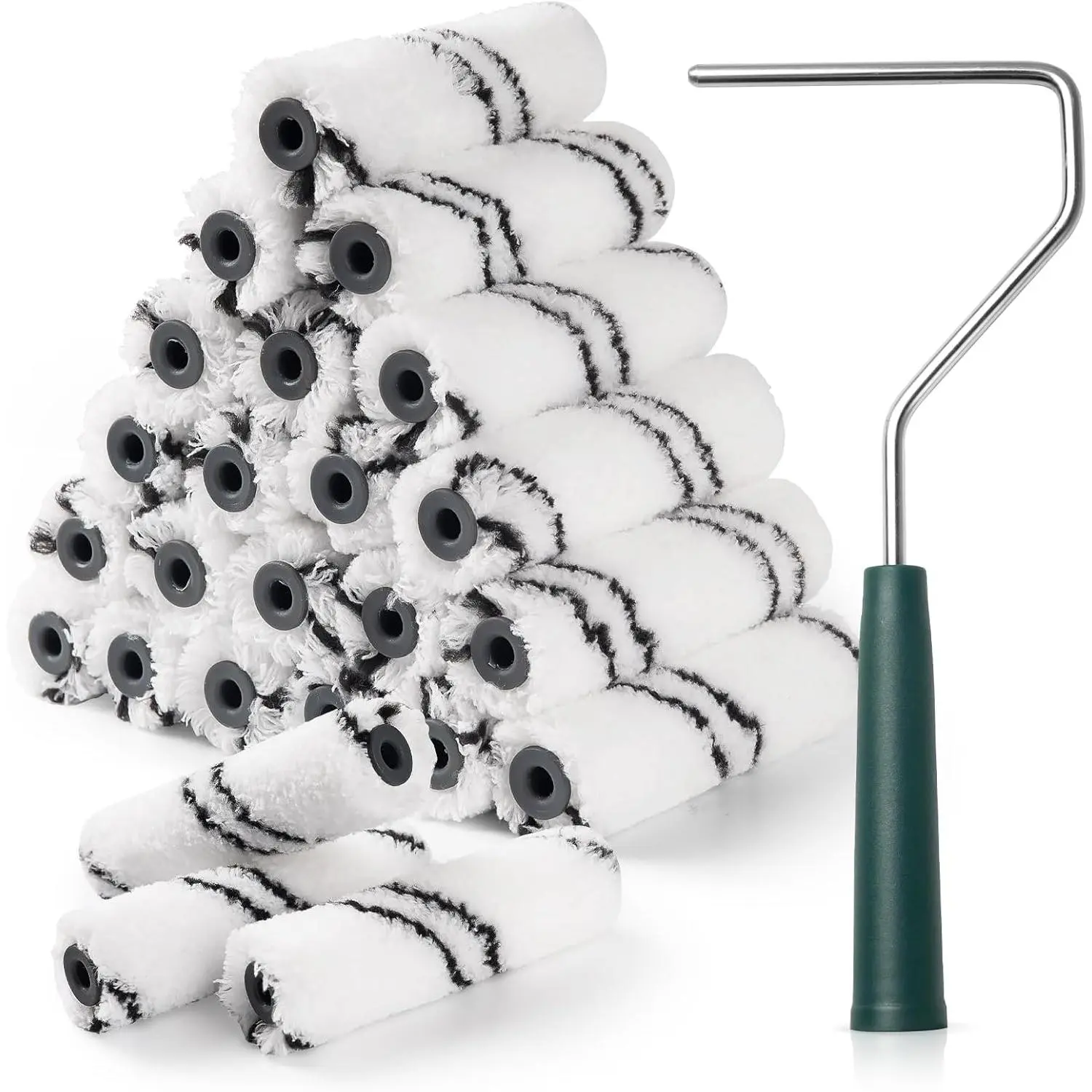 Microfiber  Roller Covers, 24 Pack  Roller 4 Inch (3/8 Inch Nap),  Roller Frame, Small  Rollers for Painting Walls,  Improvement  Supplies