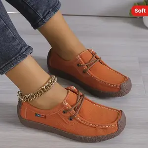 Comfortable women’s flat loafers — soft, breathable, non-slip sole for casual walking, everyday comfort, and easy lace-up closure — perfect for work, travel, or daily life footwear