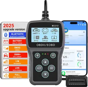 Bluetooth OBD Scanner Diagnostic Tool with Battery Tester: Check Engine Code Reader  Plug & Play with Live Data and Trip Analysis, Scan Tool for All OBDII Protocol Cars Since