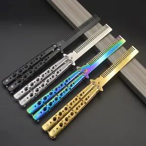 Stainless Steel Folding Comb, Butterfly Style Folding Comb, Non-Sharp Butterfly Practice Comb, Durable Hairdressing Comb, Durable Styling Tool for Hair Care