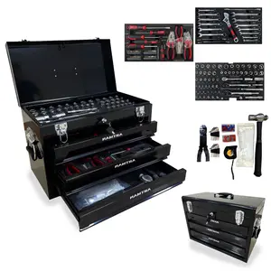 ARTMAN 20'' Portable 3-Drawer Steel Toolbox with 4 Layers Metal Latches Top Storage Tray & Carrying Handle for Garage Home Workbench